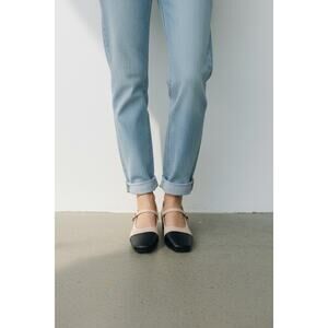 Women’s Mary Jane Shoes – Black/Nude – Size 10 – Ankle Strap Block Heel